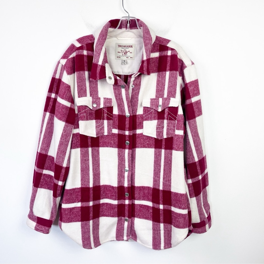 True Religion | Wool Blend Plush Plaid Shirt Jacket Shacket Size XXL